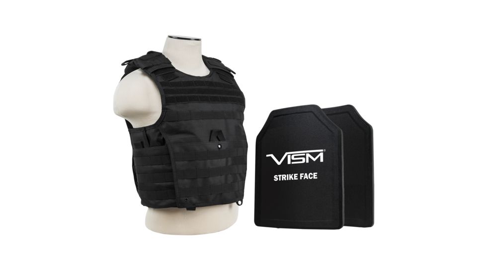 NcSTAR Expert Carrier Vest w/Two 11x14in Shooters Cut Hard PE Ballistic Panels, Black, Medium - 2XL, BPLCVPCVX2963B-A