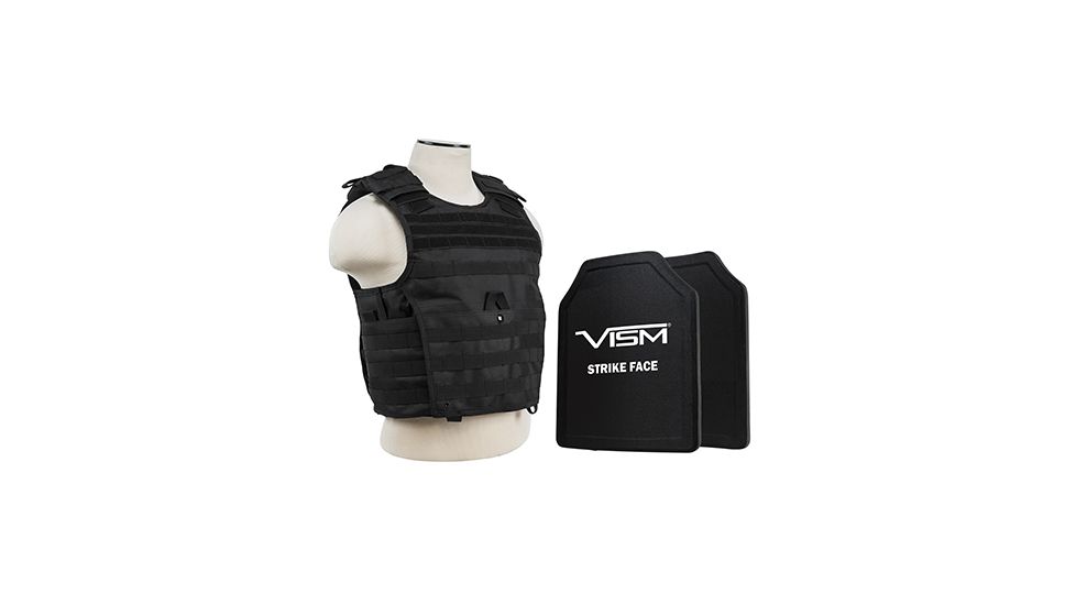 NcSTAR Expert Carrier Vest w/Two 11x14in Shooters Cut Hard PE Ballistic Panels, Black, Medium - 2XL BPLCVPCVX2963B-A