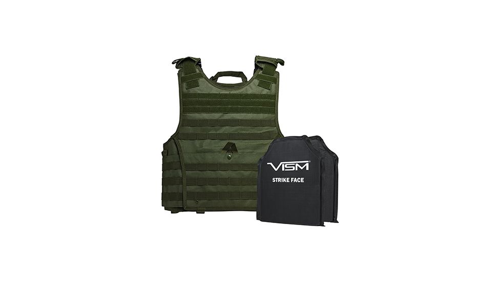 NcSTAR Expert Plate Carrier Vest w/Two 10x12in Rectangle Cut Soft Ballistic Panels, Green, 2XL BSCVPCVXL2963G-A