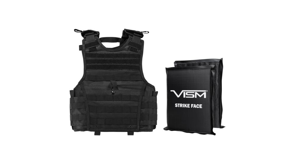 NcSTAR Expert Plate Carrier Vest w/Two 8x10in Rectangle Cut Soft Ballistic Panels, Black, Extra Small - Small, BSCVPCVXC2963B-A
