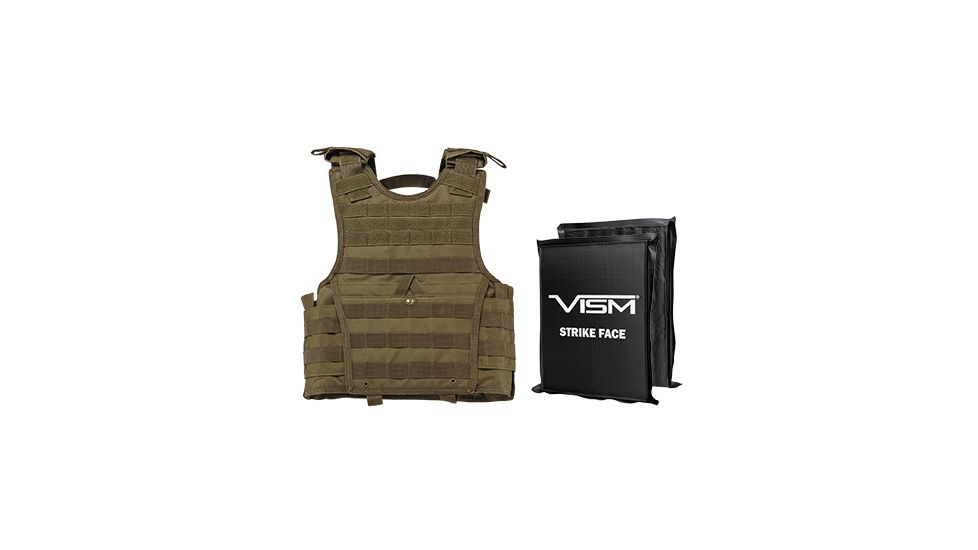NcSTAR Expert Plate Carrier Vest w/Two 8x10in Rectangle Cut Soft Ballistic Panels, Tan, Extra Small - Small BSCVPCVXC2963T-A