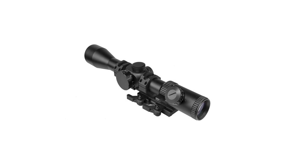 NcSTAR Full Size Rifle Scope, 4-16x44mm, 30mm Tube, Illuminated P4 Sniper Glass Etched Reticle w/ Cantilever Scope Mount, Black, SEEFP41644GSPR-A