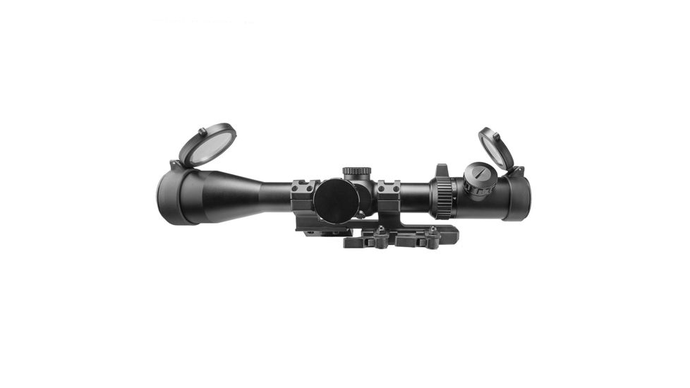 NcSTAR Full Size Rifle Scope, 4-16x44mm, 30mm Tube, Illuminated P4 Sniper Glass Etched Reticle w/ Cantilever Scope Mount, Black, SEEFP41644GSPR-A
