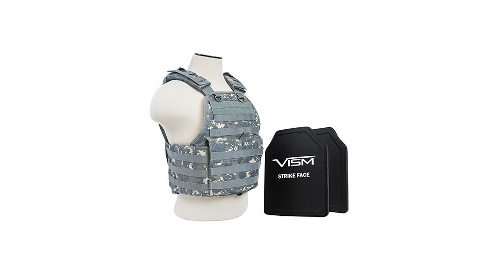 NcSTAR Plate Carrier Vest w/Two 10x12in Shooters Cut Hard PE Ballistic Panels, Digital Camo BPCVPCV2924D-A