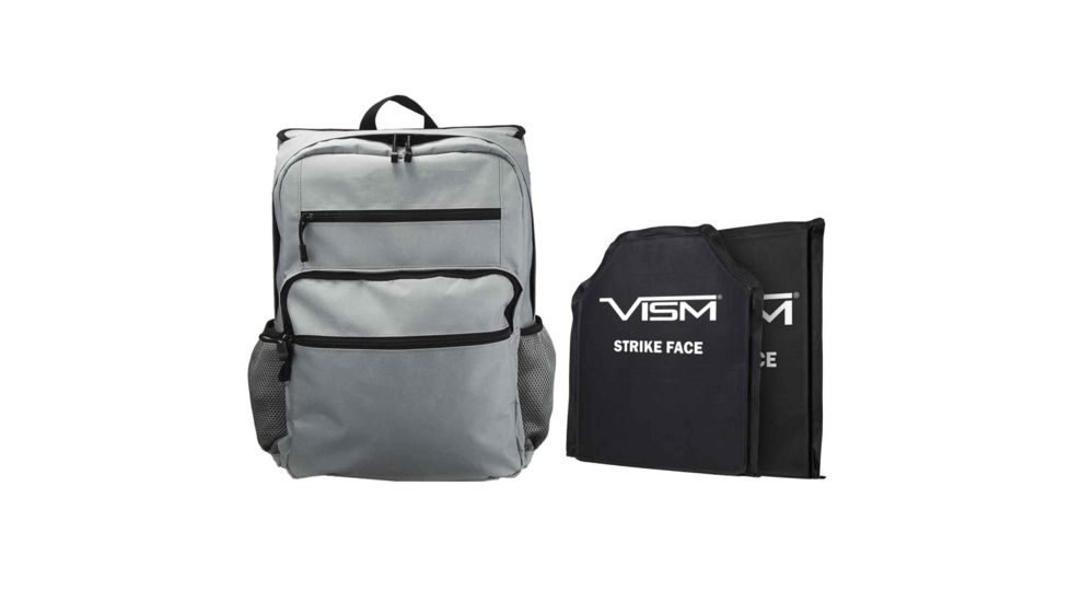 NcSTAR VISM GuardianPack Backpack with Front/Rear Compartments for Soft Body Armor, 10 x 12in Level IIIA Ballistic Soft Panels Included, Light Gray, BGBPS3003LG-A