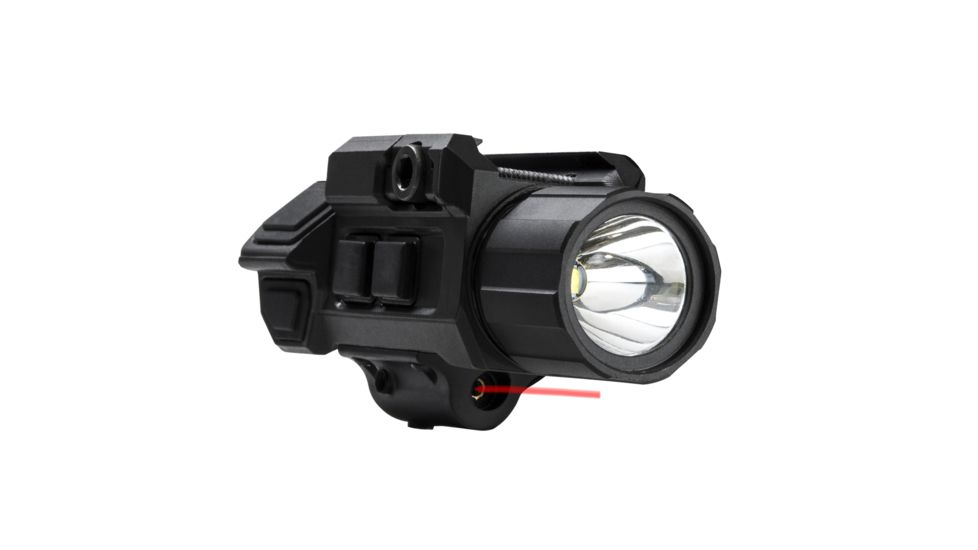 VISM Pistol Flashlight w/ Strobe And Red Laser, Gen 3, CR123A, Red/White, 200 Lumens, Black, VAPFLSRV3