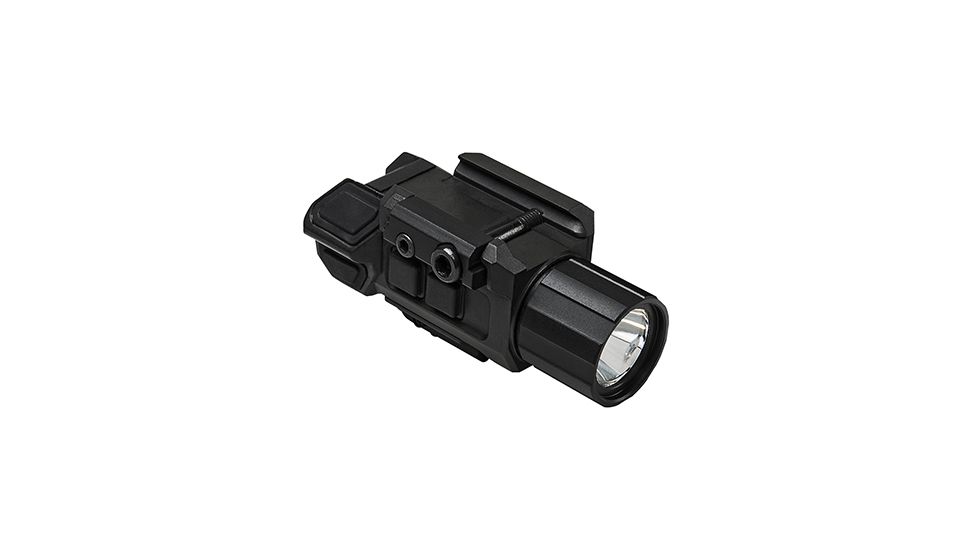 VISM Pistol Flashlight w/ Strobe And Red Laser, Gen 3, CR123A, Red/White, 200 Lumens, Black, VAPFLSRV3