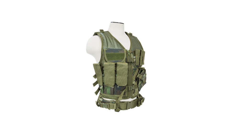 NcSTAR Vism Tactical Vest, Woodland Camo, Medium - 2XL CTV2916WC
