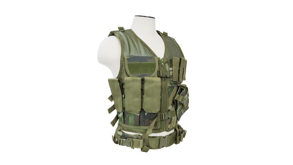 NcSTAR Vism Tactical Vest, Woodland Camo, Medium - 2XL, CTV2916WC