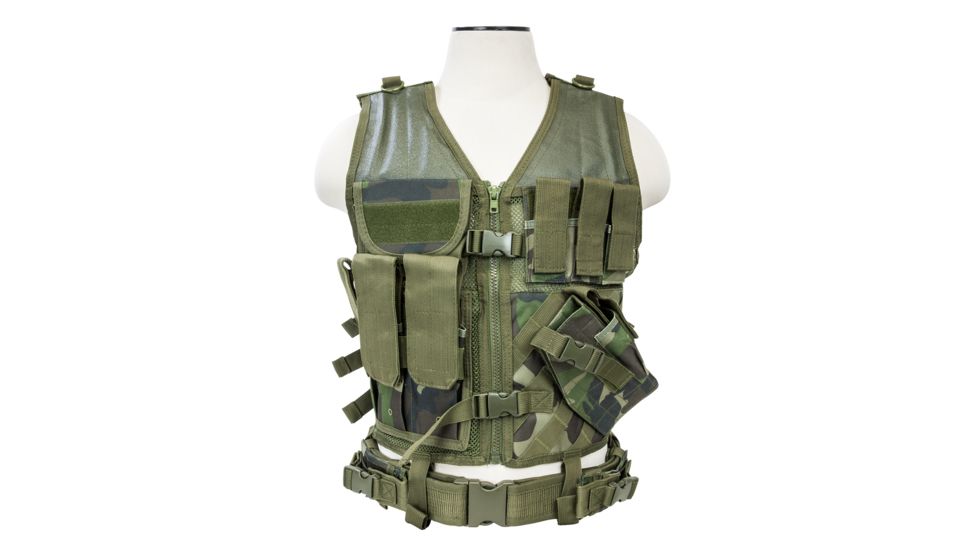 NcSTAR Vism Tactical Vest, Woodland Camo, Medium - 2XL, CTV2916WC