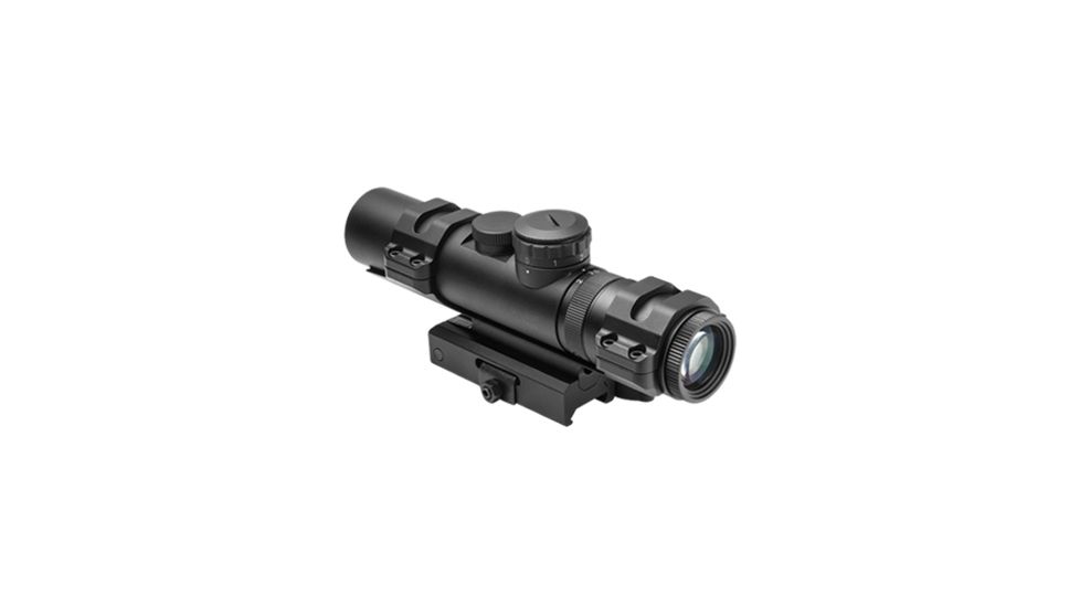 NcSTAR XRS Series 2-7x32 Compact Scope w/ Modular Upper Scope Rings, Black, Blue Ill. Mil-Dot/Waver SECXRSM2732G