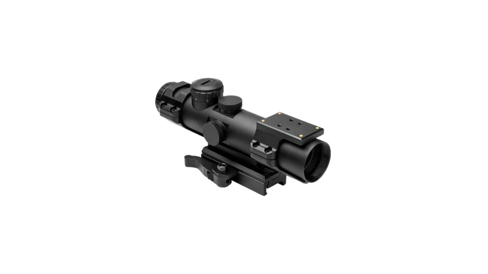 NcSTAR XRS Series 4x32 Compact Scope w/ Modular Upper Scope Rings, Black, Blue Ill. Mil-Dot/Waver SECXRSM432G