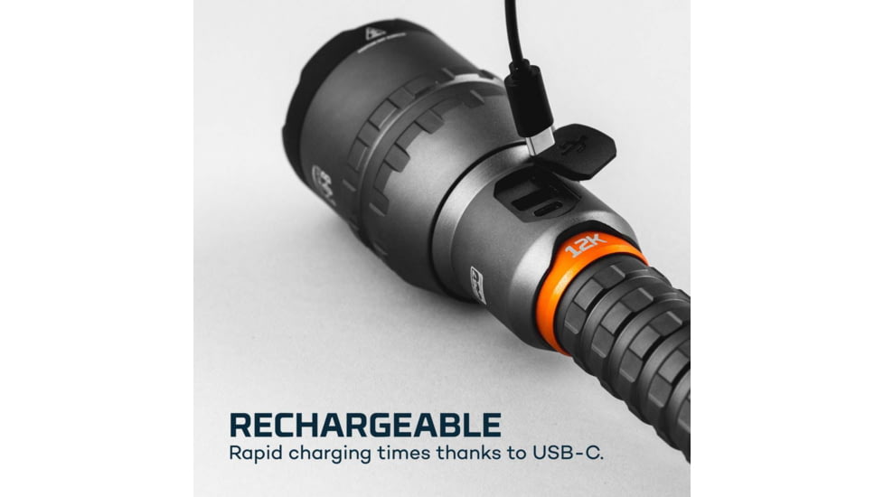 Nebo 12K USB-C Rechargeable Flashlight w/ Power Bank, 12000 Lumens, Black, NEB-FLT-1007