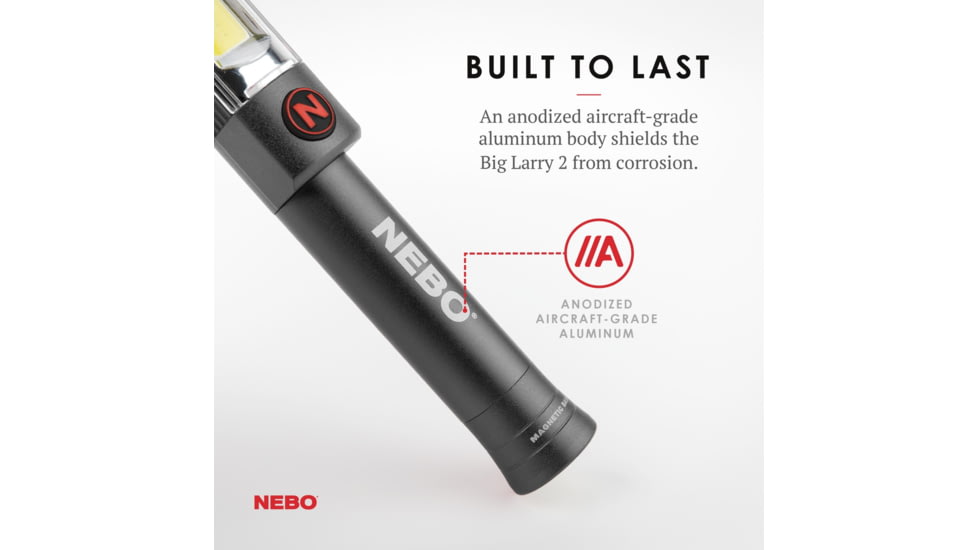 Nebo Big Larry 2 COB LED Flashlight, AA, White/Red COB, 500 Lumens, Gray, NEB-WLT-0001