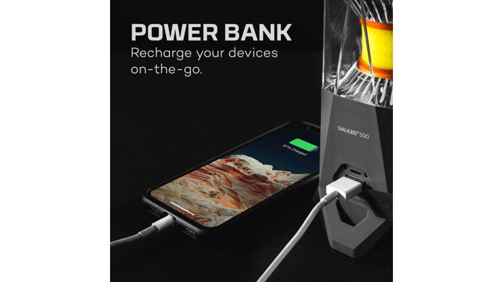 Nebo Galileo Powerful Lantern and Power Bank, 500 Lumens, Gray, NEB-LTN-1000