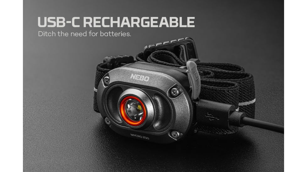 Nebo The MYCRO USB-C Rechargeable Battery 250 Lumens LED Headlamp