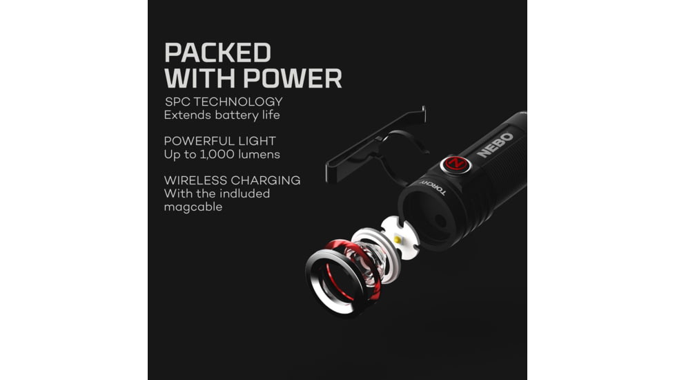 Nebo Redline Torchy LED Flashlight, Lithium Ion, White, 1000 Lumens, Black, NEB-FLT-0001