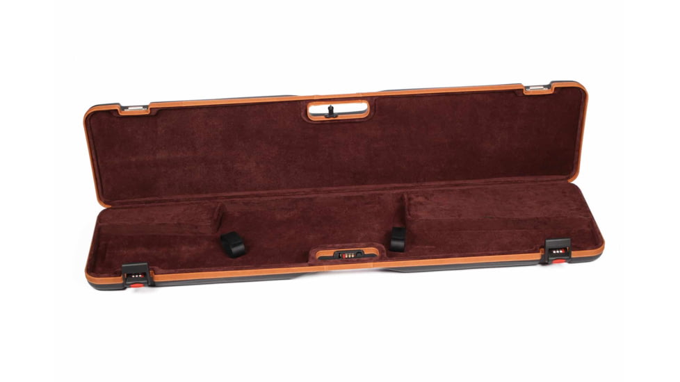 Negrini Deluxe Compact Scoped Bolt Action Rifle Case, Black/Cognac Leather Trim/Brown Interior, 1619LX/5287