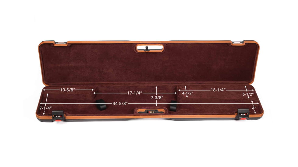 Negrini Deluxe Compact Scoped Bolt Action Rifle Case, Black/Cognac Leather Trim/Brown Interior, 1619LX/5287