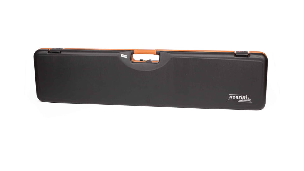 Negrini Deluxe Compact Scoped Bolt Action Rifle Case, Black/Cognac Leather Trim/Brown Interior, 1619LX/5287