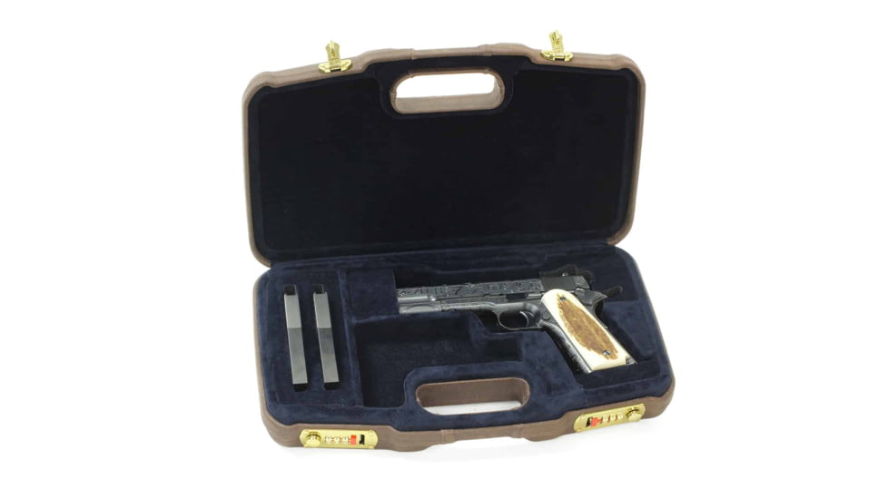 Negrini Leather Model 1911 Handgun Case, Coaba Brown Leather/Navy, 2018SPL/4836