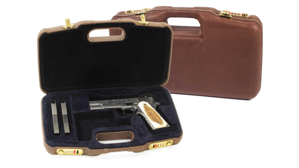 Negrini Leather Model 1911 Handgun Case, Coaba Brown Leather/Navy, 2018SPL/4836