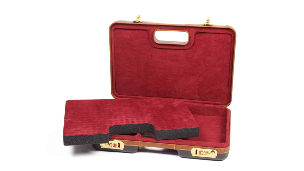 Negrini Luxury Handgun Case, Black/Nespola Leather Trim/Bordeaux Interior, 2023LX-TAC/4840