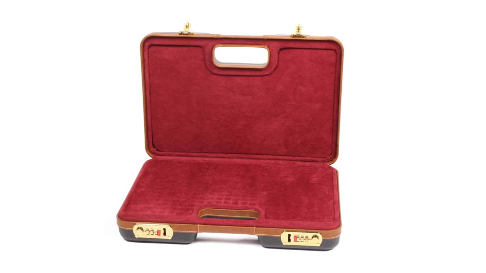 Negrini Luxury Handgun Case, Black/Nespola Leather Trim/Bordeaux Interior, 2023LX-TAC/4840