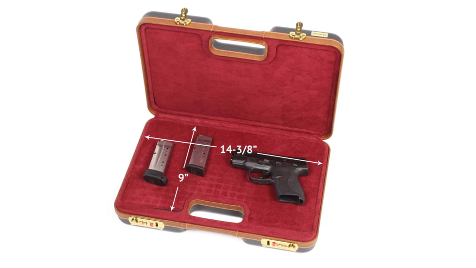 Negrini Luxury Handgun Case, Black/Nespola Leather Trim/Bordeaux Interior, 2023LX-TAC/4840