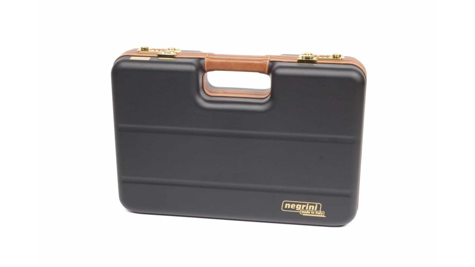 Negrini Luxury Handgun Case, Black/Nespola Leather Trim/Bordeaux Interior, 2023LX-TAC/4840