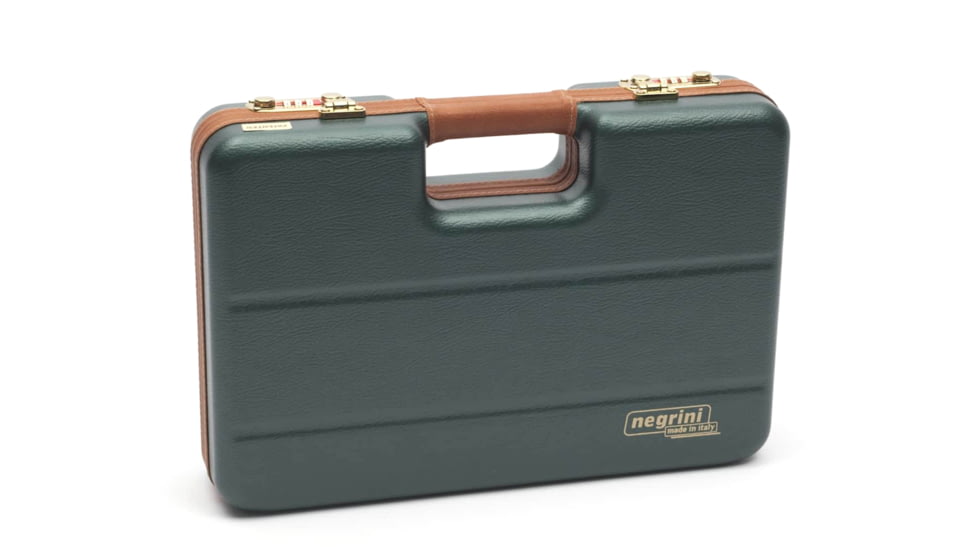 Negrini Luxury Handgun Case, Green/Cognac Leather Trim/Brown Interior, 2023LX-TAC/4841