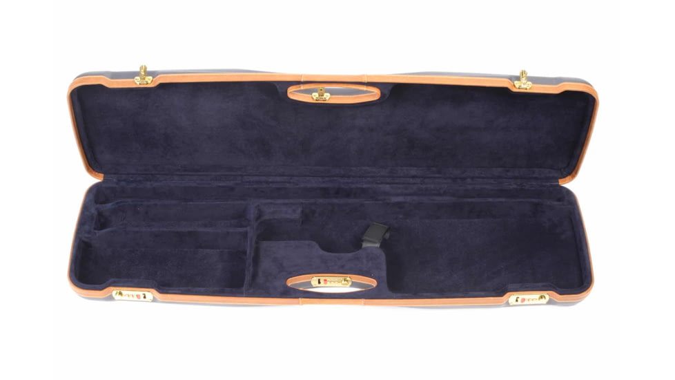 Negrini O/U Deluxe Sporter Shotgun Case, Navy/Tobacco Leather/Navy Interior, 1654LX/5166