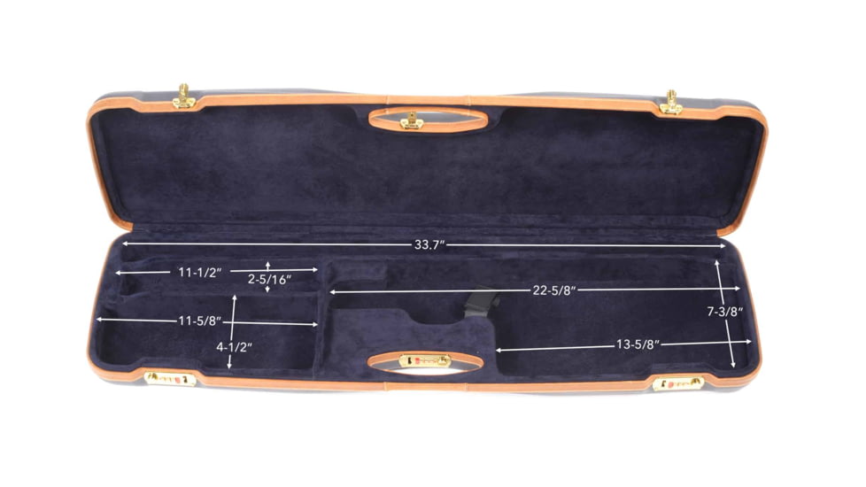 Negrini O/U Deluxe Sporter Shotgun Case, Navy/Tobacco Leather/Navy Interior, 1654LX/5166