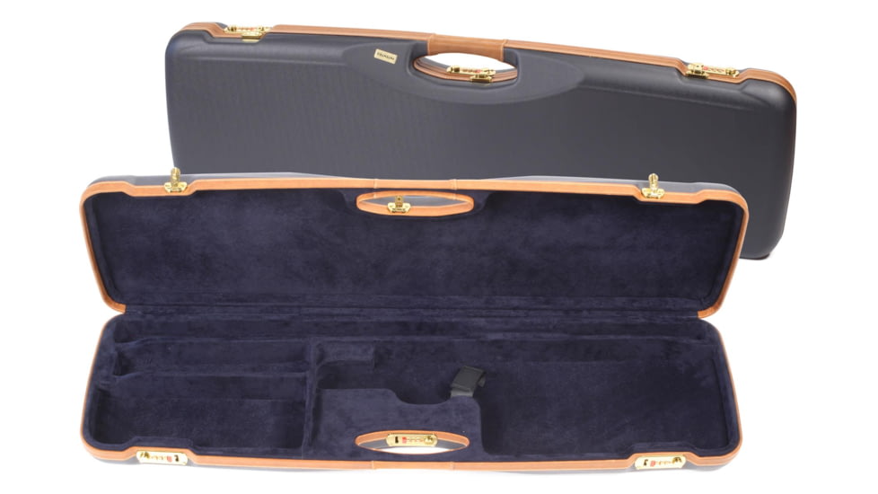 Negrini O/U Deluxe Sporter Shotgun Case, Navy/Tobacco Leather/Navy Interior, 1654LX/5166