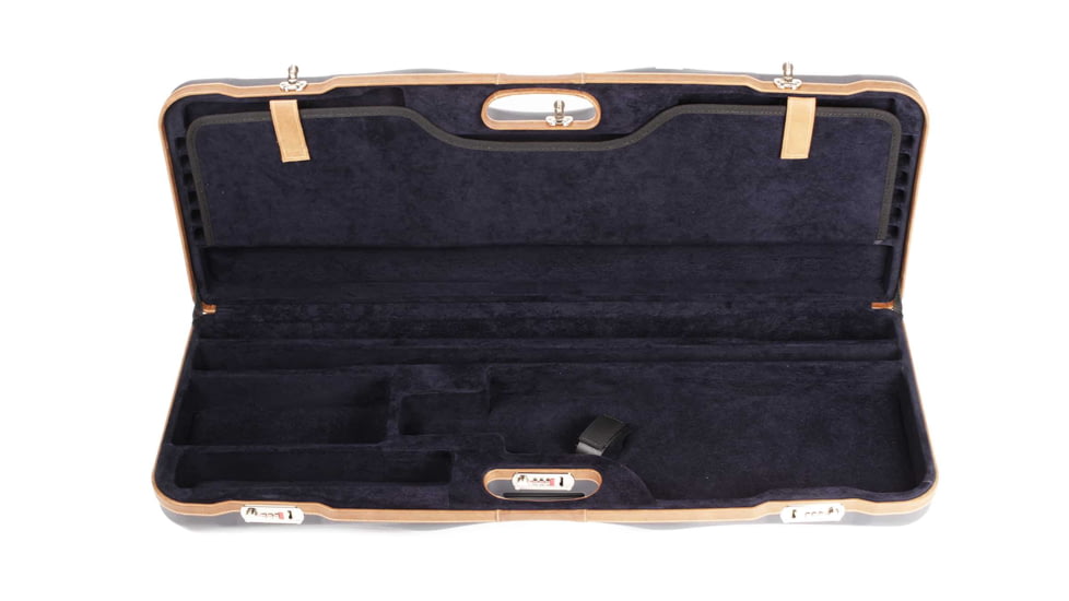 Negrini OU Deluxe Skeet Two Barrel Shotgun Case + Tube Set, Navy/Tobacco Leather/Navy Interior, 1652LX-TUBE/5212