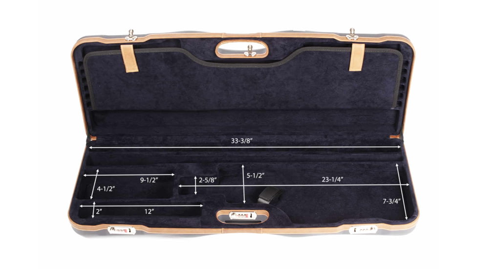 Negrini OU Deluxe Skeet Two Barrel Shotgun Case + Tube Set, Navy/Tobacco Leather/Navy Interior, 1652LX-TUBE/5212