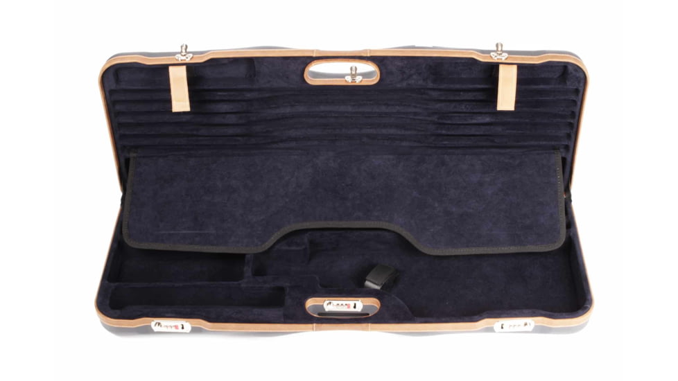 Negrini OU Deluxe Skeet Two Barrel Shotgun Case + Tube Set, Navy/Tobacco Leather/Navy Interior, 1652LX-TUBE/5212