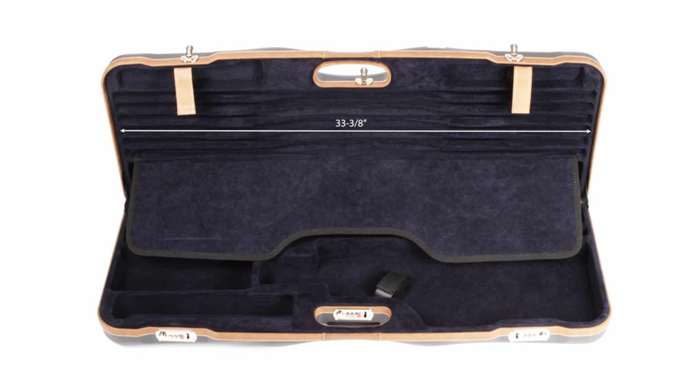 Negrini OU Deluxe Skeet Two Barrel Shotgun Case + Tube Set, Navy/Tobacco Leather/Navy Interior, 1652LX-TUBE/5212