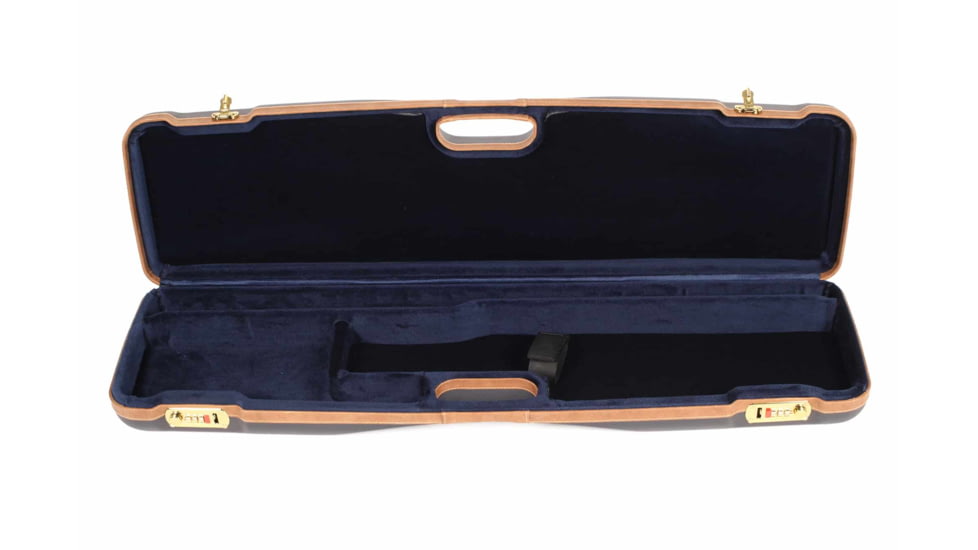Negrini OU/SxS Deluxe Hunting Shotgun Case, Navy/Tobacco Leather/Navy Interior, 1605LX/5138