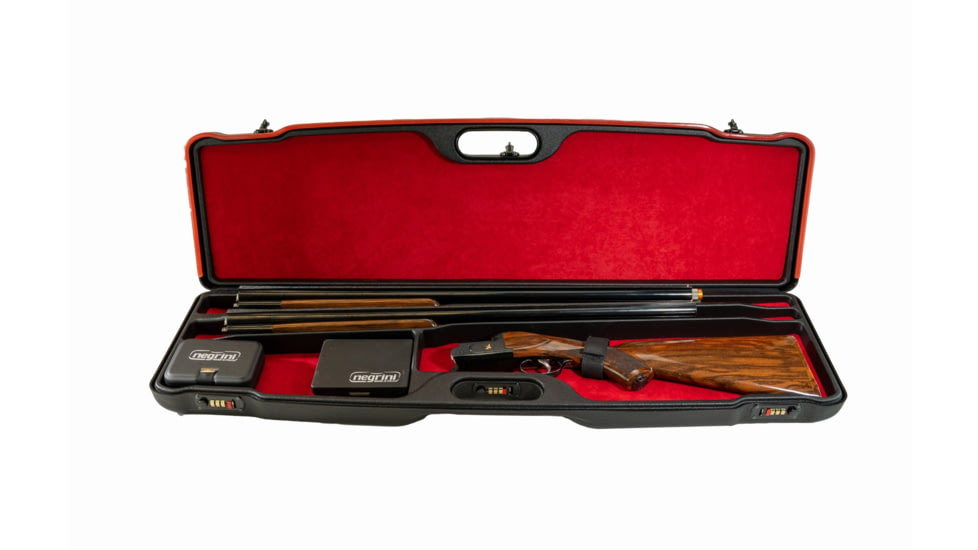 Negrini OU, SXS Hybrid Double Wall Shotgun Case For 2 Barrel Combos w/Chokes, 37in, Black, 1693IS-2C/6894