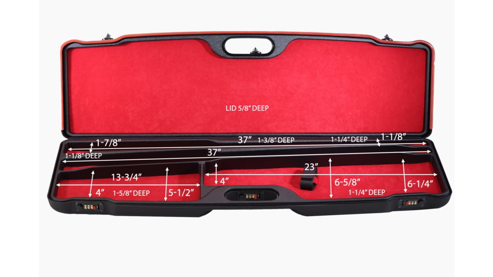 Negrini OU, SXS Hybrid Double Wall Shotgun Case For 2 Barrel Combos w/Chokes, 37in, Black, 1693IS-2C/6894
