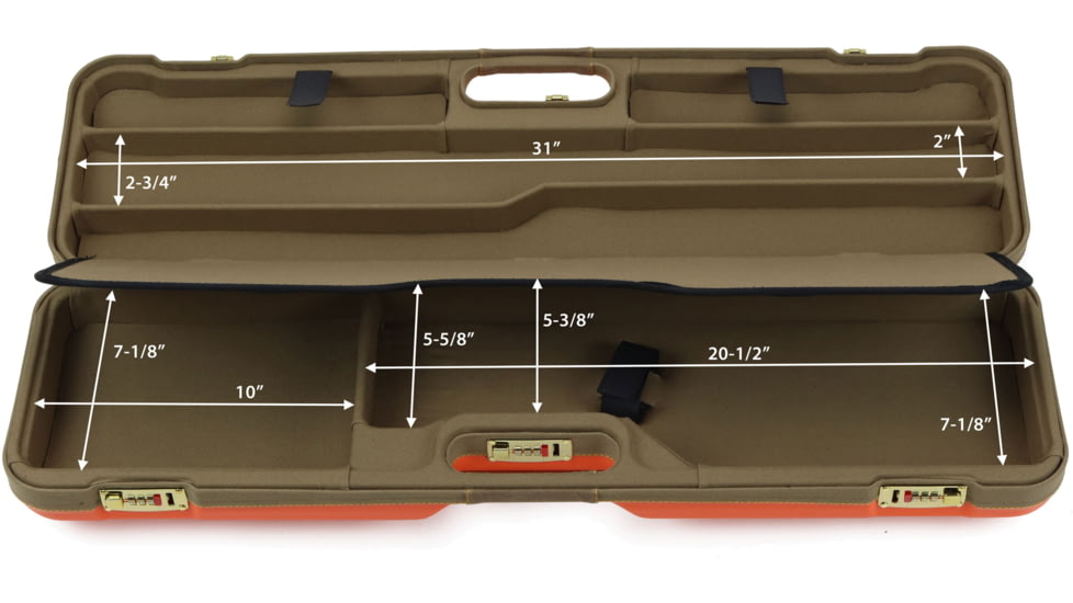 Negrini Wings OU/SxS Deluxe Hunting Combo Shotgun Case, 32.125x8.875x5in, Blaze Orange/Khaki, 819129015303