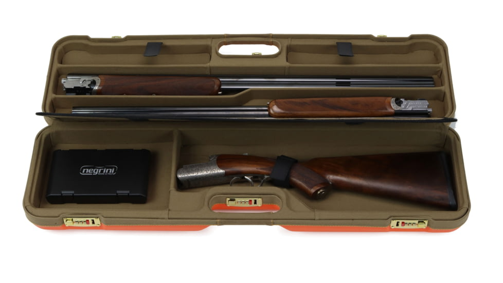 Negrini Wings OU/SxS Deluxe Hunting Combo Shotgun Case, 32.125x8.875x5in, Blaze Orange/Khaki, 819129015303