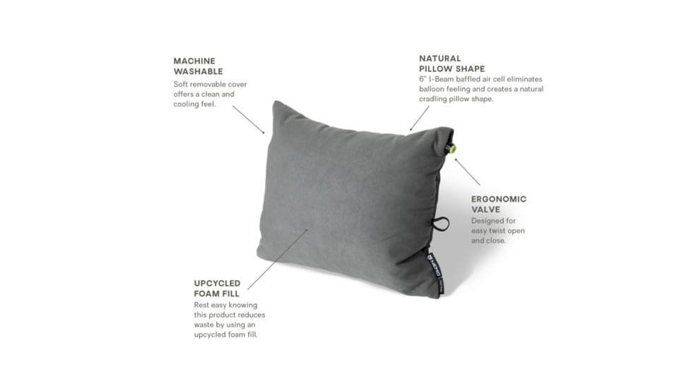 NEMO Equipment Fillo King Pillow, Midnight Gray, 811666031327