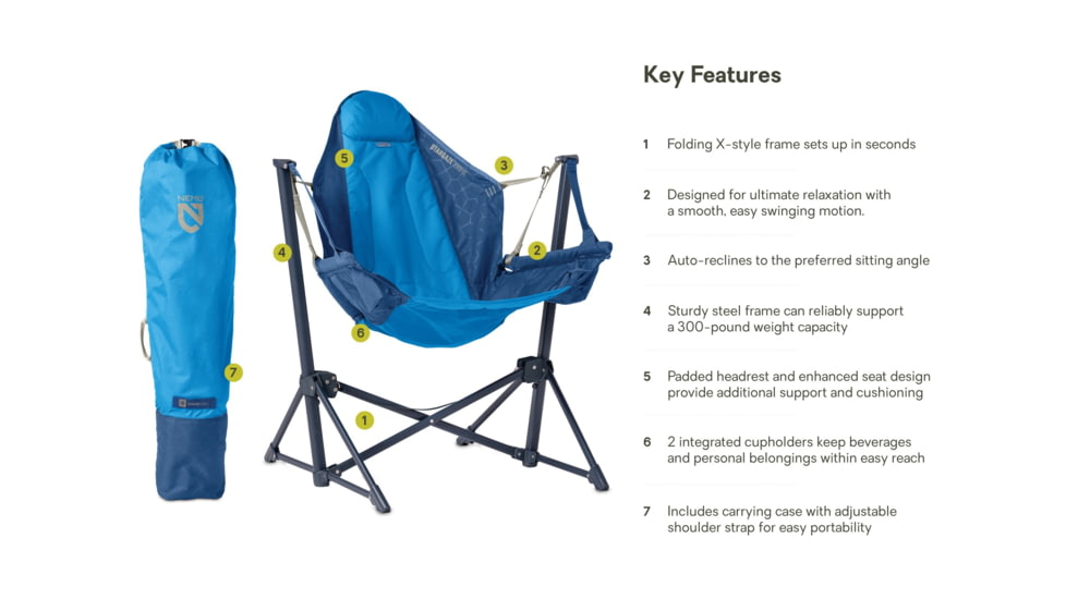NEMO Equipment Stargaze EVO-X Folding Reclining Camp Chair, Brilliant Blue, 811666036230