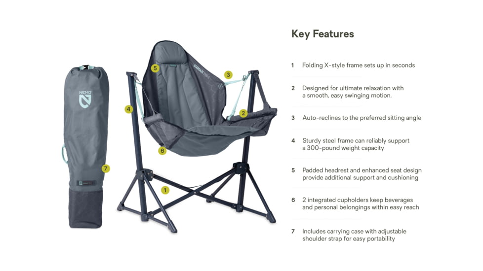 NEMO Equipment Stargaze EVO-X Folding Reclining Camp Chair, Ombre Blue, 811666036421