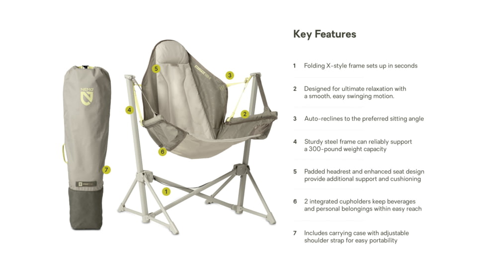 NEMO Equipment Stargaze EVO-X Folding Reclining Camp Chair, Smokey Olive, 811666036261