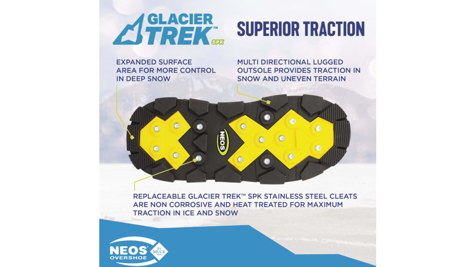 Neos Explorer Glacier Trek Spike Overshoes, Black, 2XL, EXGG-BLK-2XL