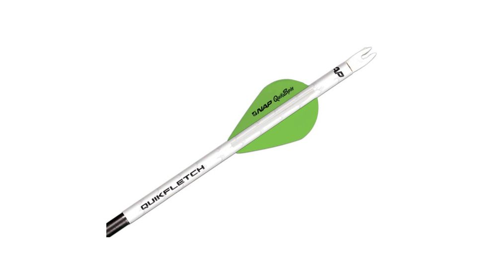 New Archery Products Quikfletch 2in Quikspin Vanes, 100 pack, White/Green/Green NAP-60-663