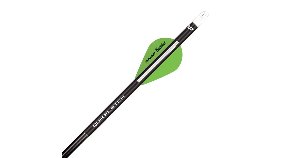 New Archery Products Quikfletch 2in Quikspin Vanes, Black Tube, 100 Pack, White/Green/Green, NAP-60-382